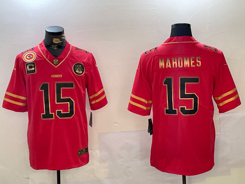 Men Kansas City Chiefs 15 Mahomes Red 2024 Nike Vapor Limited NFL Jersey style 1